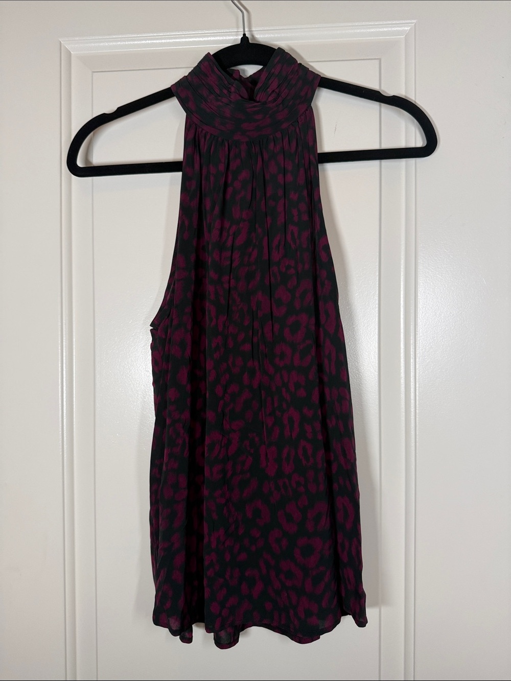 Joie Black & Magenta Animal-Print Halter Camisole